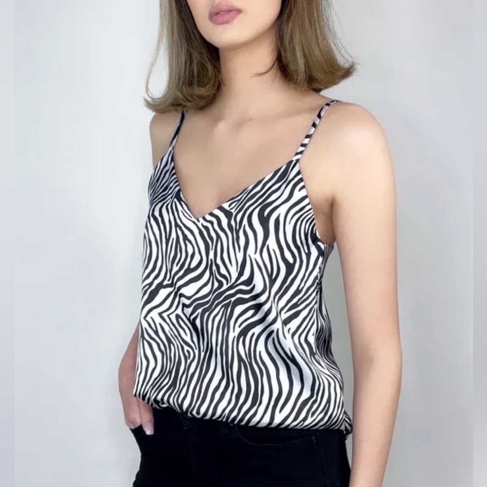 Zebra Print Strappy Cami Top